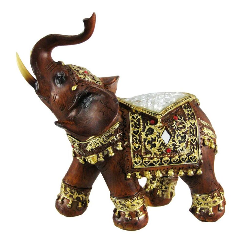 Gorgeous Wood Finish Indian Elephant Statue Crackle Glass